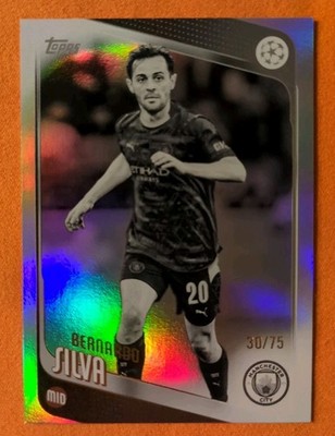 2025-26 Topps UEFA UCC Flagship Bernardo Silva /75 Black & White Manchester City