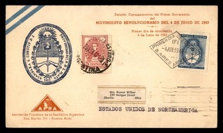 Mayfairstamps Argentina FDC 1944 Coat of Arms Revolutionary Movement First Day C