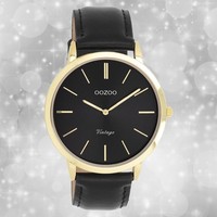 Oozoo Unisex Armbanduhr Oozoo Vintage Series Analog Leder Schwarz UOC20389