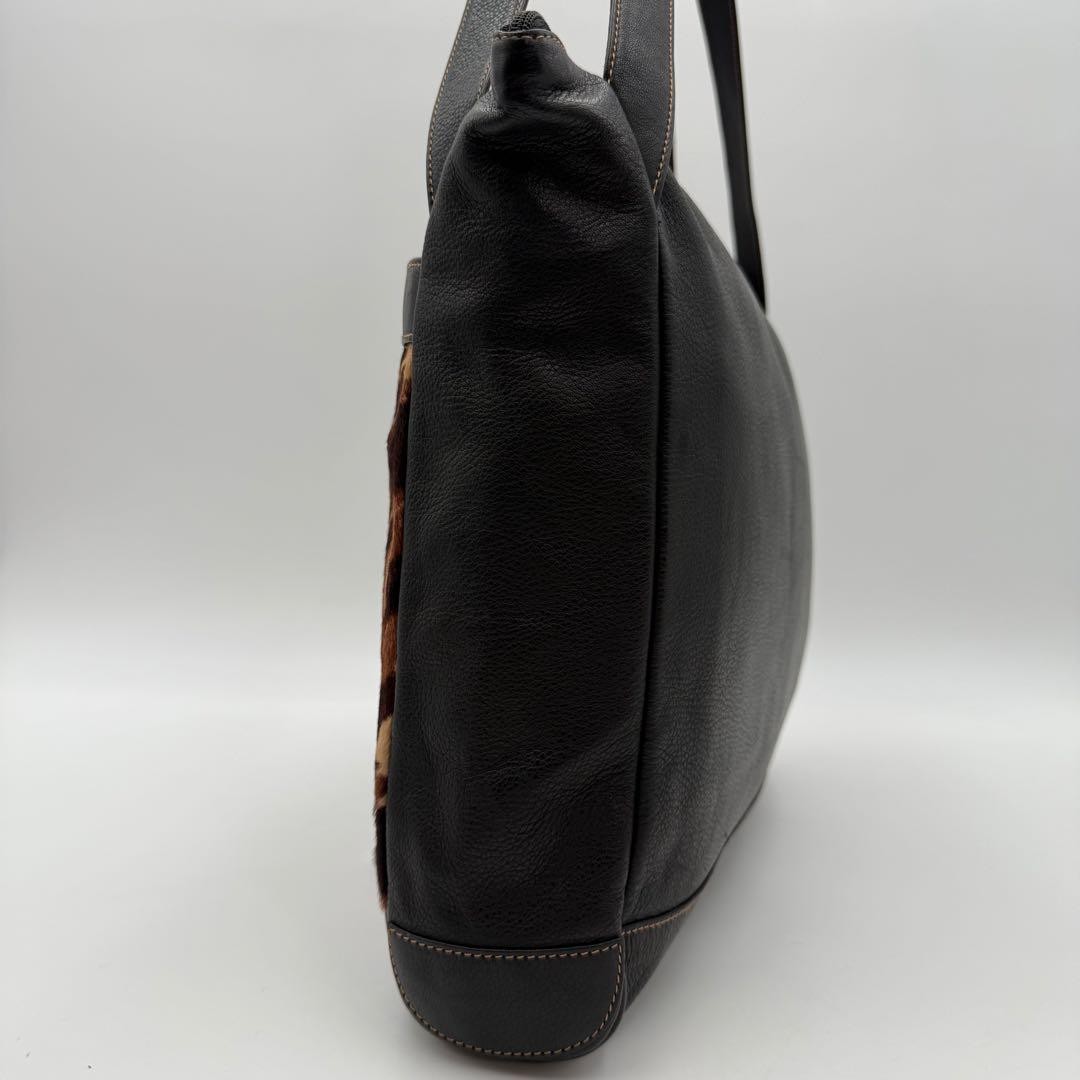 GUCCI Vintage GG Interlocking Leather Tote Bag Leopard Brown Excellent thumbnail 4