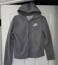 Nike Sportswear Boys Full Zip Hoodie Sweatshirt Size Large L Gray EUC