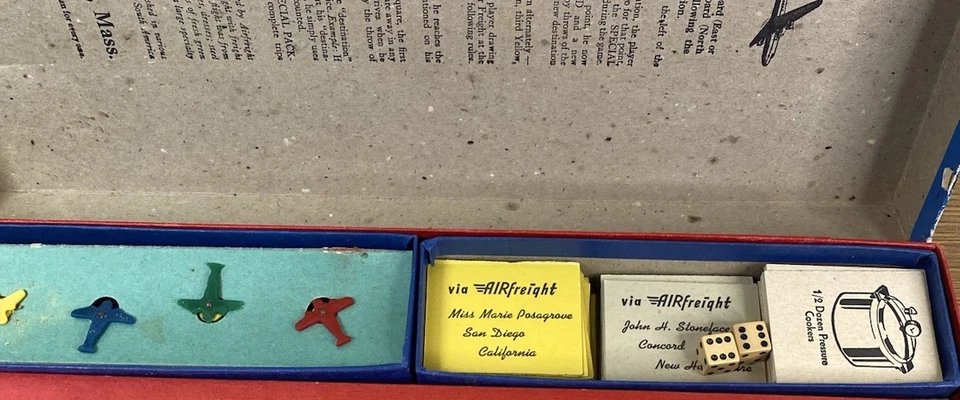 Milton Bradley Flagship Airfreight Airline Cargo Board Game-Rare 1946 - Image 3 of 4