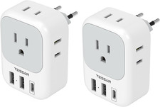 European Travel Plug Adapter 2 Pack, Type C Plug