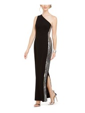 VINCE CAMUTO Womens Black Sleeveless Full-Length Shift Evening Dress 4