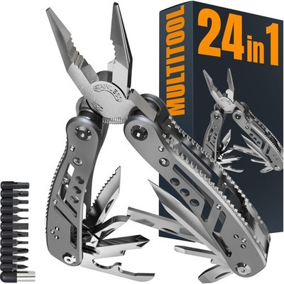24-in-1 Multitool with Knife,Pliers & 11 Bits Sharp Stainless Steel - Multi Tool