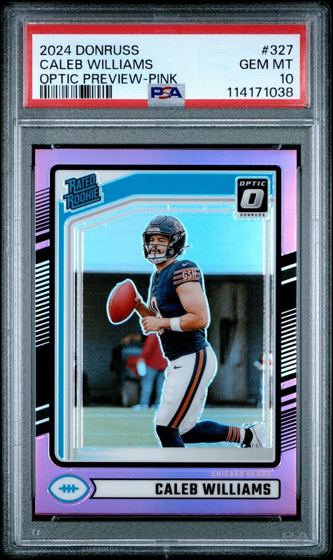 2024 Panini Donruss Caleb Williams Optic Preview Pink #327 PSA 10