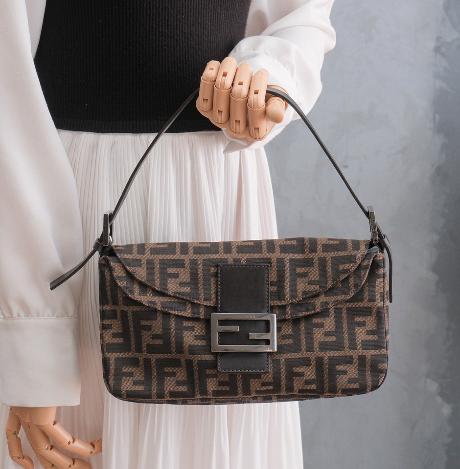 FENDI Mamma Baguette Zucca Shoulder Hand Bag