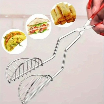 Lightweight Durable Maneuverable Stainless Steel Multifunctional Taco Food Tongs
