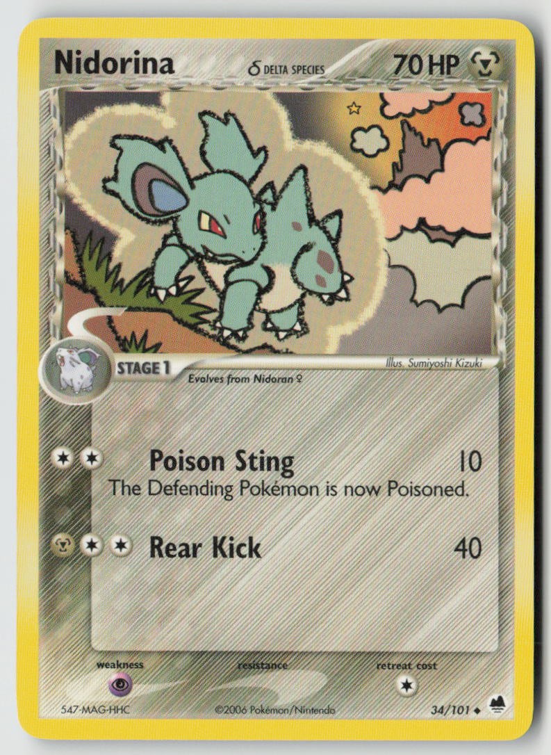 Nidorina 34/101 Uncommon Dragon Frontiers Pokemon Lightly Played