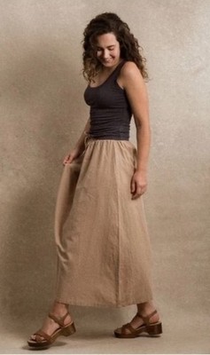 Neuflora Colmar Long Skirt Linen Sz XS S Brown Tan Neutral Maxi Minimalist