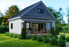 Custom modern home cabin house plans 2 Bedroom 1 Bathroom with FREE CAD File