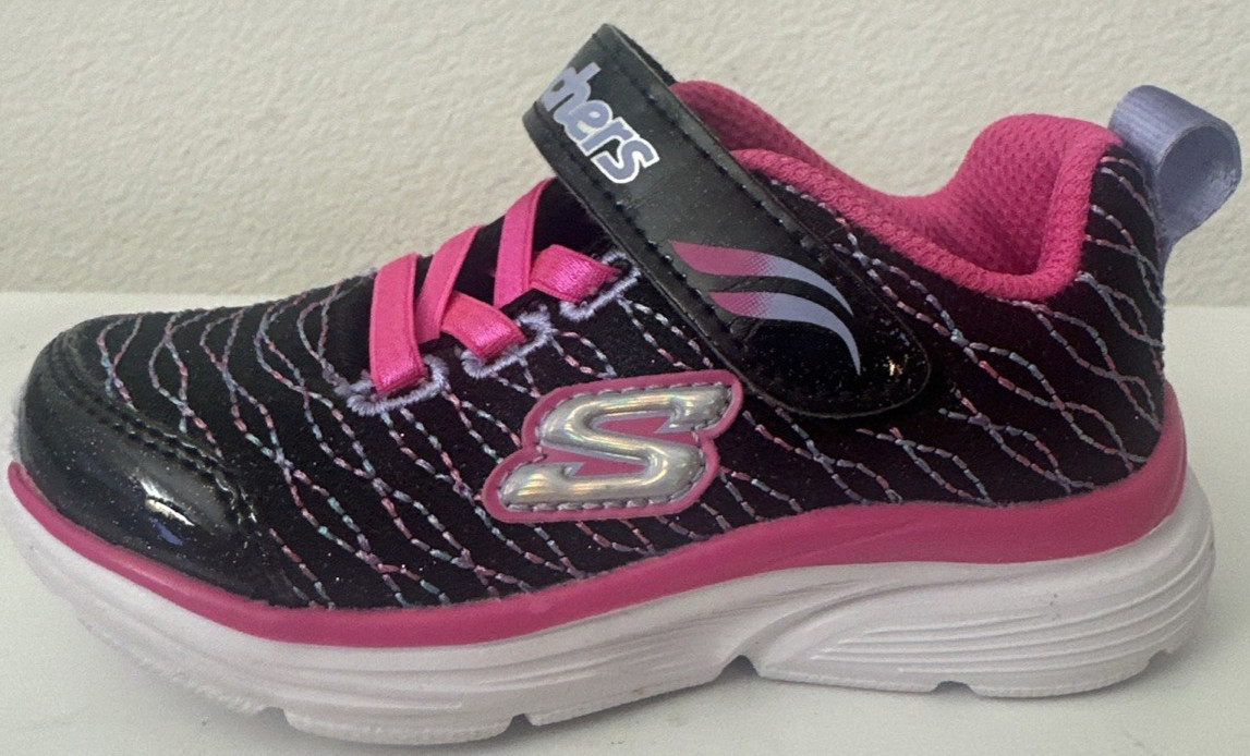 Skechers Sport Toddler Girls Size 6 Black Pink Sneakers