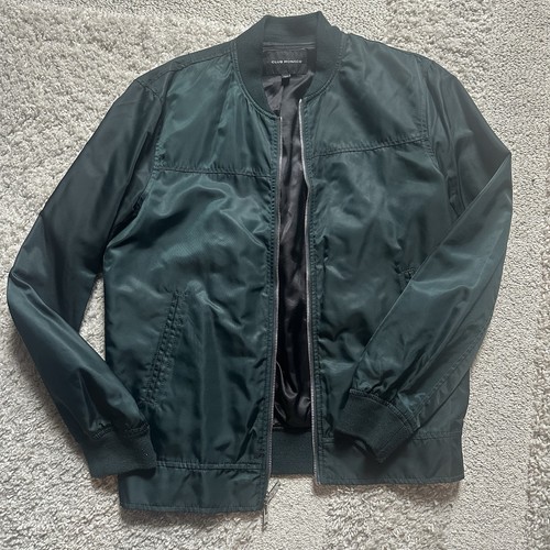 Club Monaco Bomber Jacket Mens Small Green Full Zip Lightweight Nylon Casual