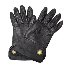 COACH - Black Leather Jacquard Women's Gloves