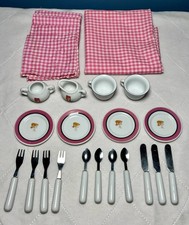 Barbie Miniature Tea Set Picnic Plates Napkins Creamer Sugar Flatware 2001