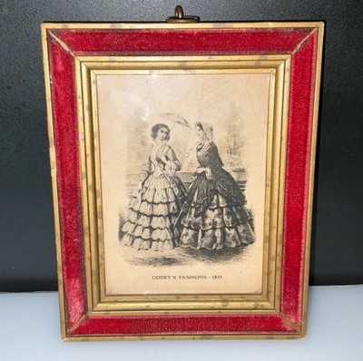 Antique Framed Godey s Fashions 1856 Victorian Fashion