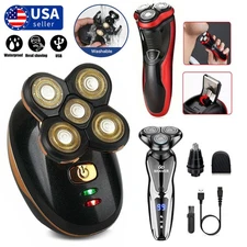 4D Rotary Electric Shaver Rechargeable Bald Head Shaver Beard Trimmer Wet & Dry