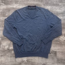 Brooks Brothers Merino Wool Pullover Vneck Sweater Navy Blue Mens Sz. XL