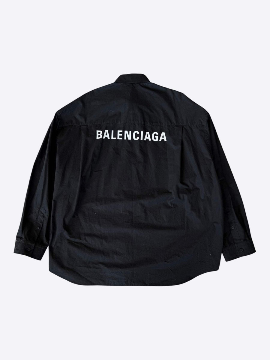 Balenciaga Black & White Logo Button Up Shirt | eBay
