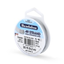 49 Strand Stainless Steel Beading Wire, Satin Silver-.024in/0.61mm