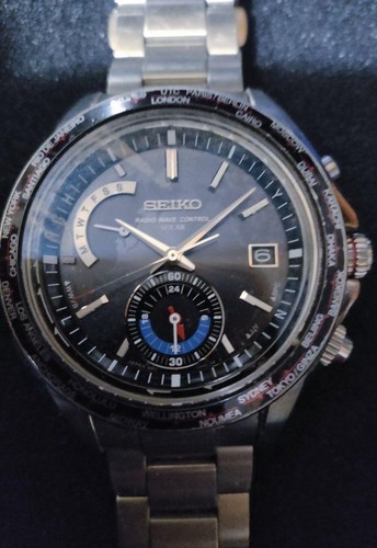 SEIKO Brightz SAGA103 World Time Radio Wave Control Solar Men's Watch - Picture 2 of 3