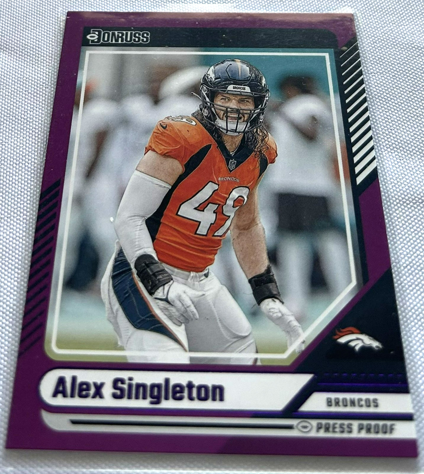 2024 Donruss Football Alex Singleton Denver Broncos Press Proof Purple #231