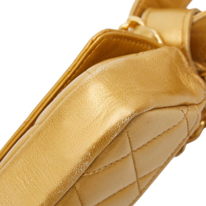 CHANEL Coco Mark Matelass Waist Bag Belt Bag Size 70 28 Gold Leather Ladies CHAN image 3