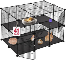 Pet Playpen 41 Panels Small Animal Cage 2 Doors Ramp Waterproof Indoor VISCOO