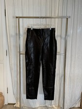 Alexandre Vauthier Black Leather Women's Straight Leg Pants