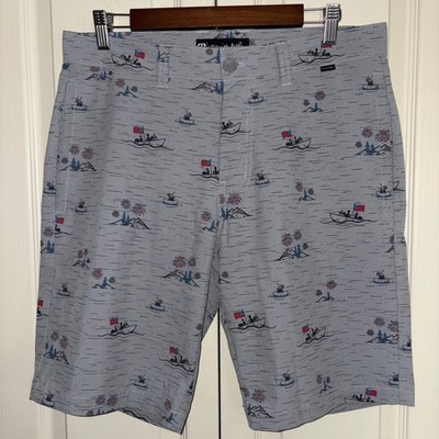 Travis Mathew Golf Shorts Men s 32 All Over Print America Gray Polyester/Spandex