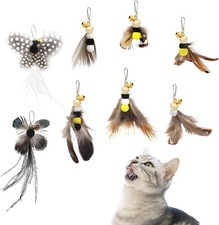 Cat Toy Wand Replacement 8 Pcs Insect Cat Toys Cat Feather Toy Refills Cat Tease