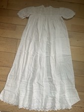 Antique Linen & Lace Child’s Petticoat Dress Long Christening Gown (H) B12