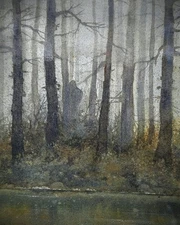 The Mysterious Stranger - Original Framed Watercolor Painting 