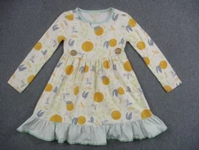 Matilda Jane Joanna Gaines Dress Girls 4 Orange Print Ruffle Long Sleeve