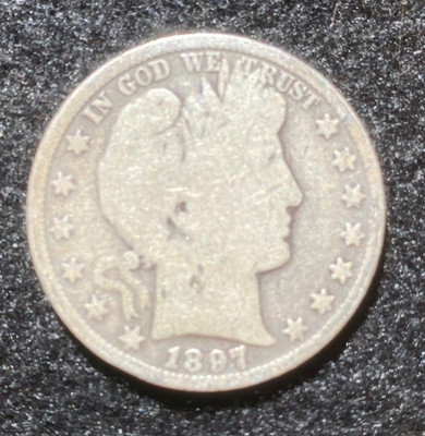 1897 Barber Silver Half Dollar VG FINE VF Coin Money Barter Prepper Investment
