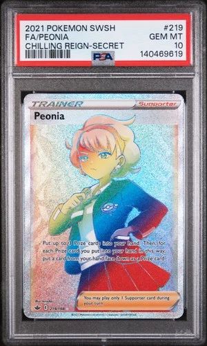 Peonia Secret Pokemon Sword & Shield Chilling Reign 219/198 PSA 10