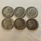 Lot of 6 Roosevelt Dimes 90% Silver Pre-1964 🔥 Mixed Dates Circulated