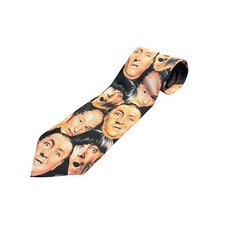 Vintage 1997 WallyWear The Three Stooges Faces Collage Novelty Men's Necktie USA