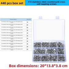 440 Pieces 410 Stainless Steel Cross Self Drilling Screws for Wood Metal Use