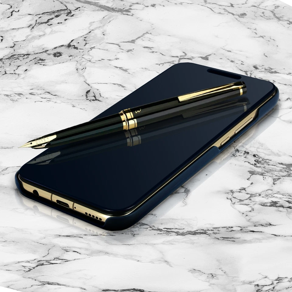 Housse Huawei Mate 20 lite étui miroir ultra-fine clapet translucide Bleu Nuit - Photo 2/4