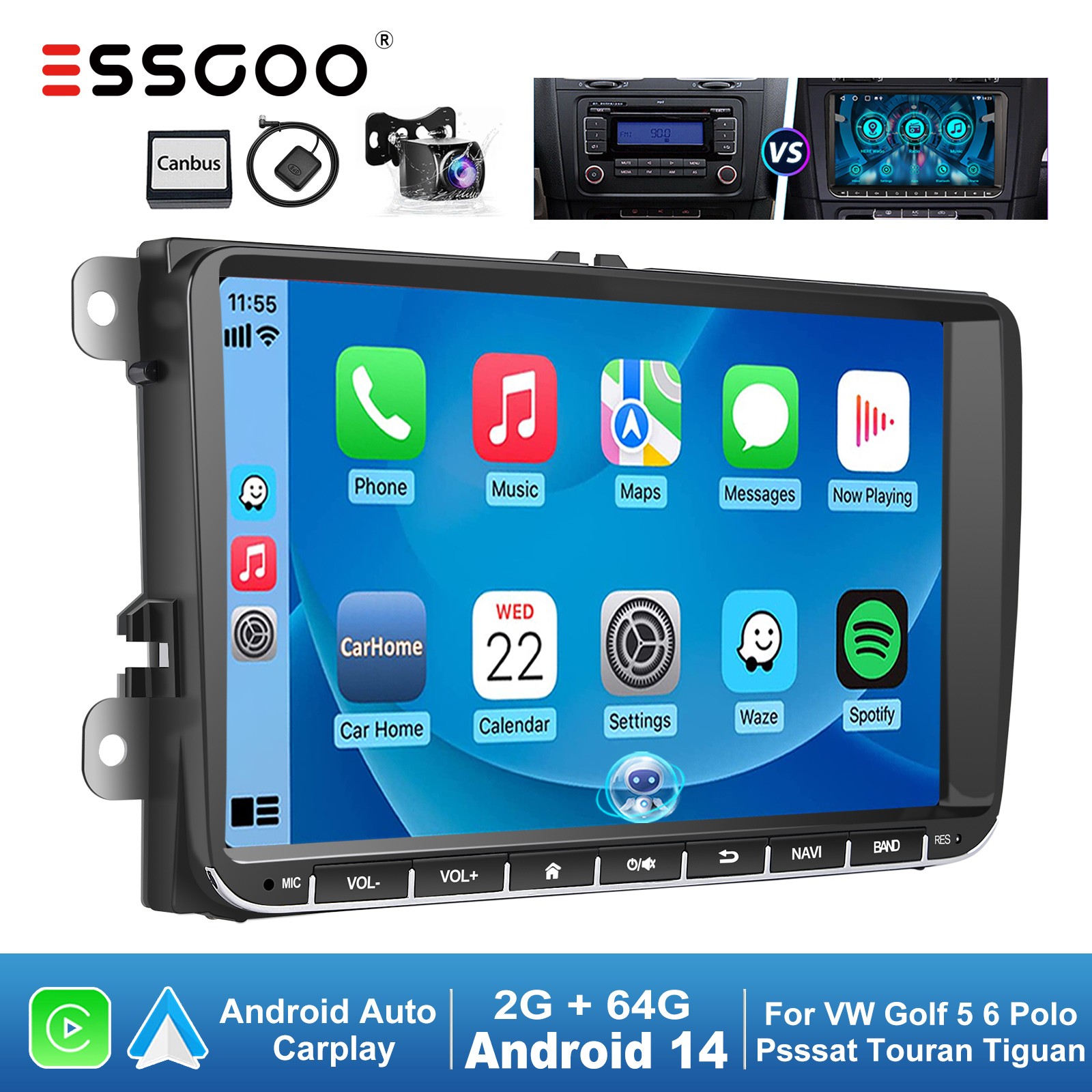 Autoradio Android 14 pour VW Golf 6 résolvant les problèmes de GPS