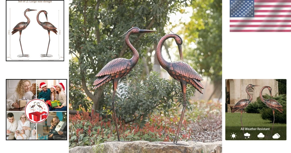 Juego de 2 esculturas de garza de latón vintage Foto 2 de 4