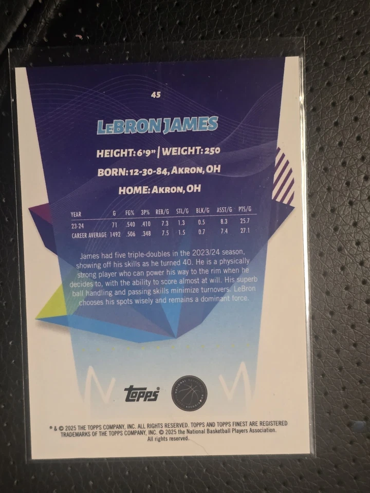 Topps Finest 24 25 Lebron James  Gold /50 - Image 2 of 2