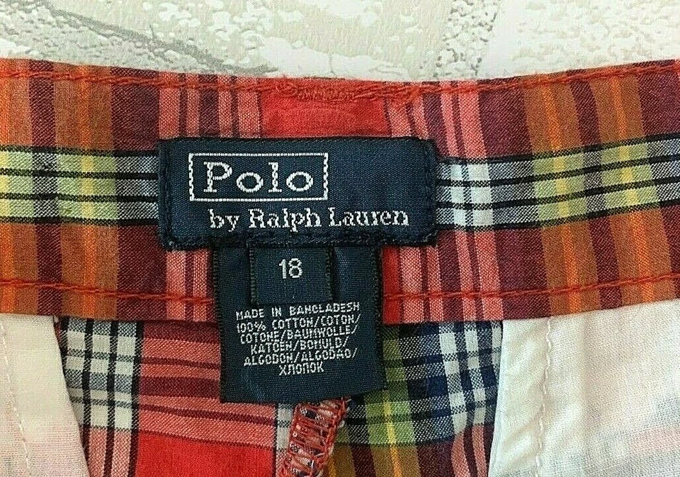 Polo Ralph Lauren Sz 18 Multicolor Plaid Shorts Youth Teen Boy 10.5" Inseam - Image 4 of 4