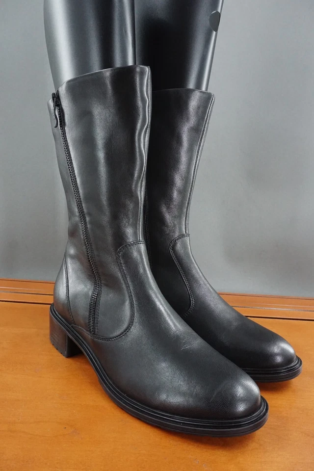 Ara Piper Mujer 9.5 EE. UU./7UK Zapato Cuero Negro Pull On Doble Cremallera Lateral Botas Medianas Foto 3 de 4