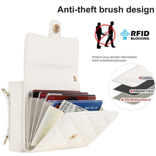For Motorola Razr 40 Ultra Crossbody Wallet Case RFID Blocking Card Slots Cover - Picture 10 of 18