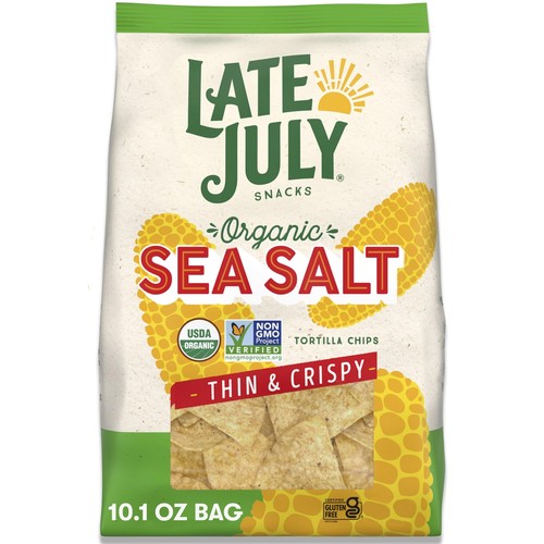 Snacks Thin and Crispy Organic Tortilla Chips with Sea Salt 10.1 oz Bag