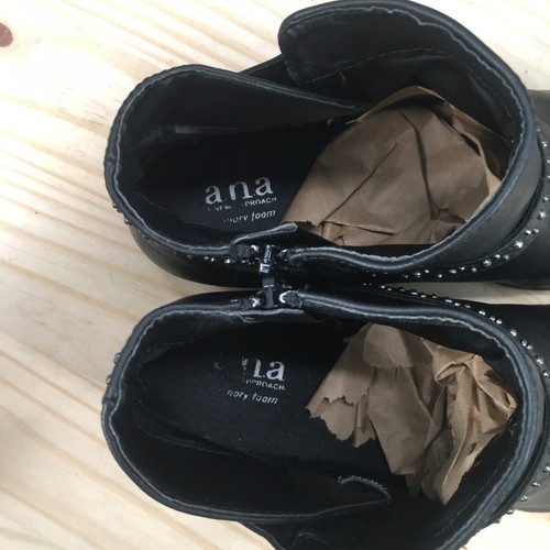 Ana A New Approach Boots Womens 8.5 W Atlas Ankle Booties Black Leather Studded - Picture 6 of 17