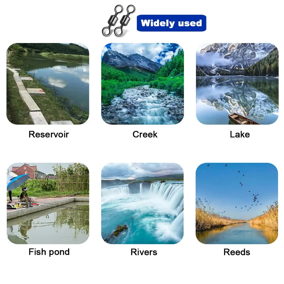 50~200pc Fishing Barrel Swivel 9~1320LB Stainless Rolling Swivel with Solid Ring - Image 3 of 4