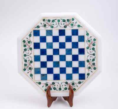 18'' white Marble Chess Table Top Center Inlay pietra dura Home Decor G51